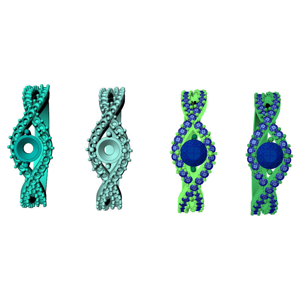 Twisted Knot Ring 30pt Pave 3D print model_11