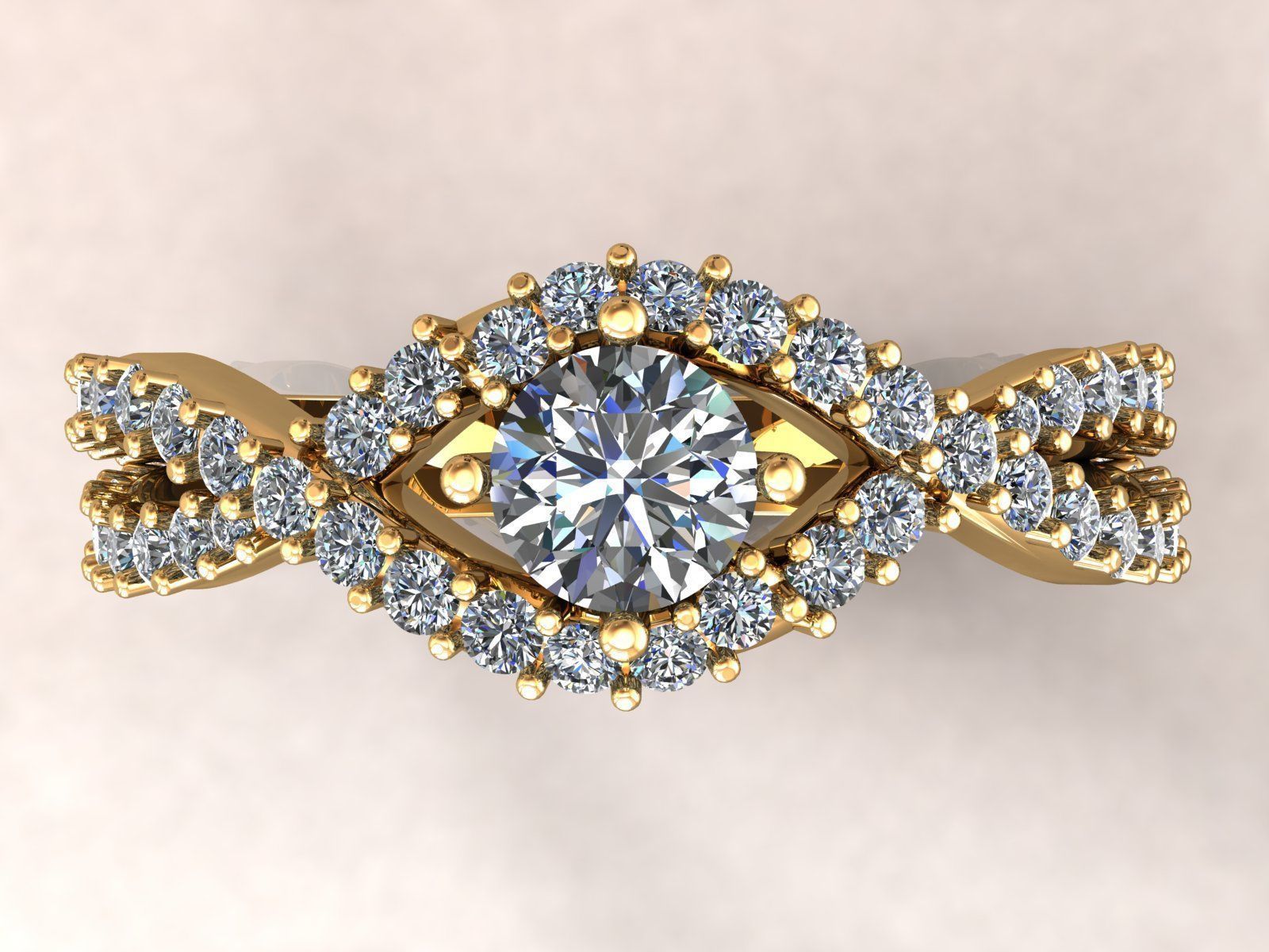 Twisted Knot Ring 30pt Pave 3D print model_1