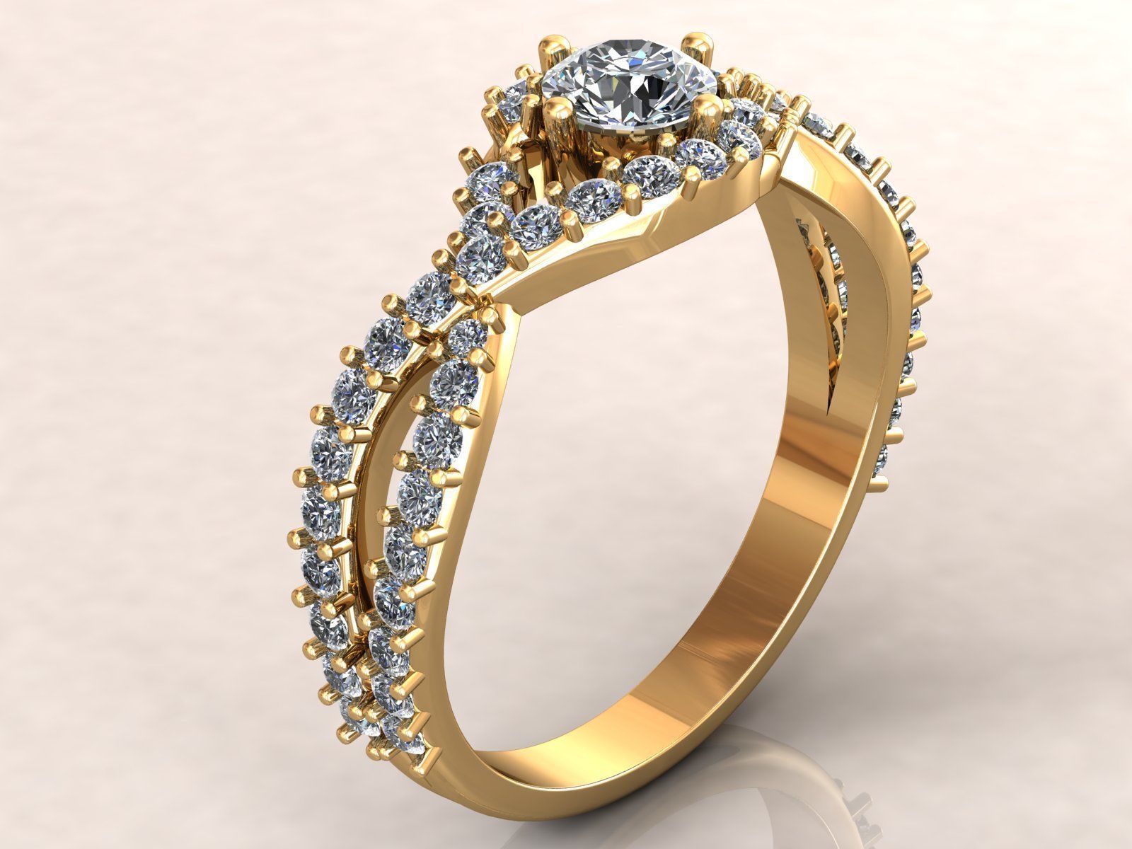 Twisted Knot Ring 30pt Pave 3D print model_2