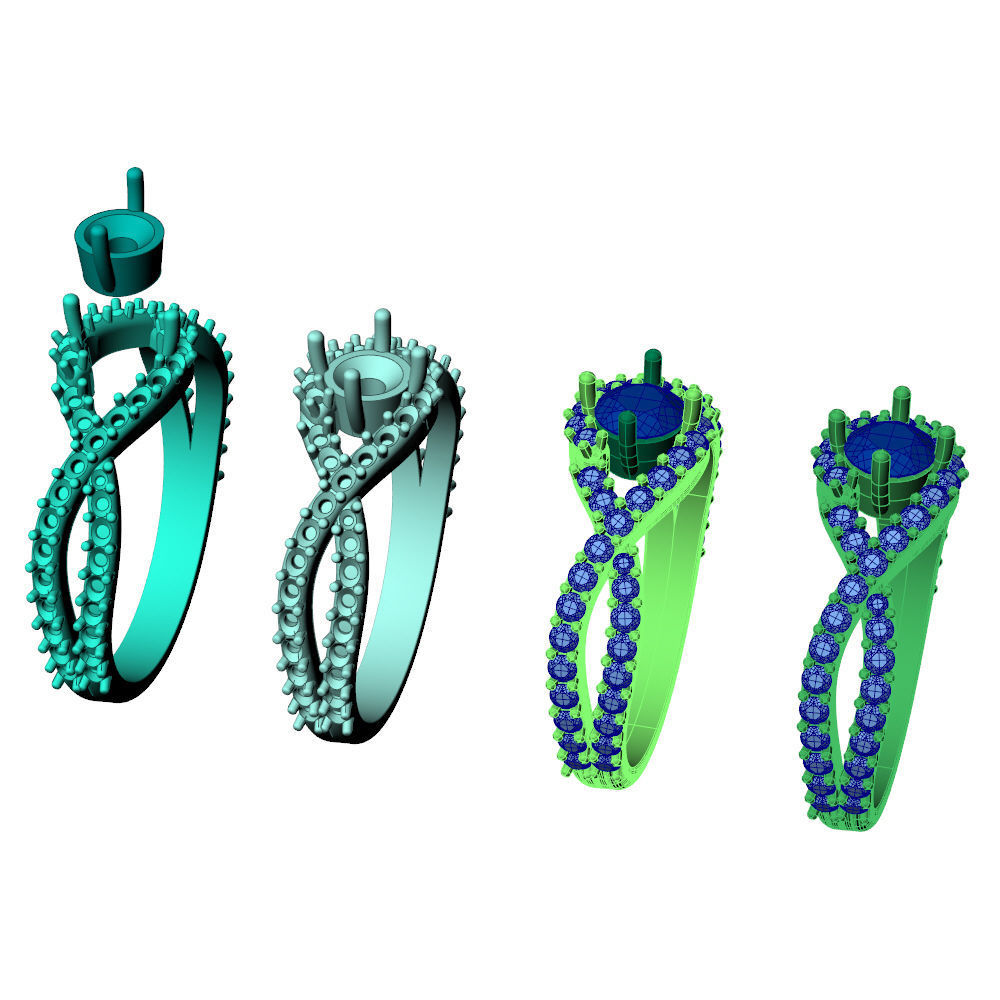 Twisted Knot Ring 30pt Pave 3D print model_10