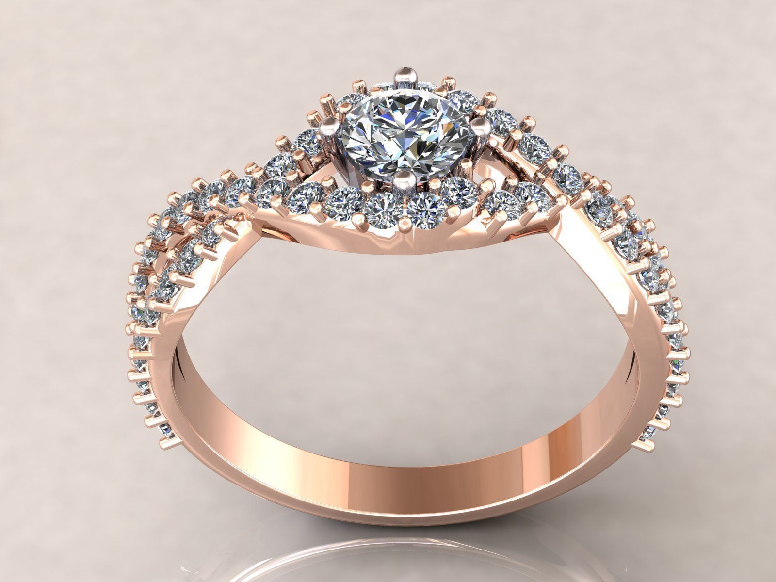 Twisted Knot Ring 30pt Pave 3D print model_4