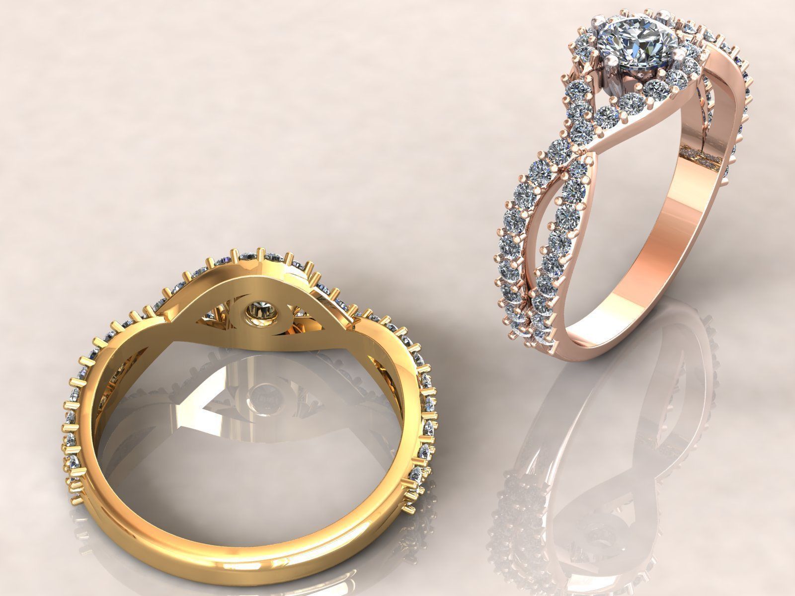 Twisted Knot Ring 30pt Pave 3D print model_8