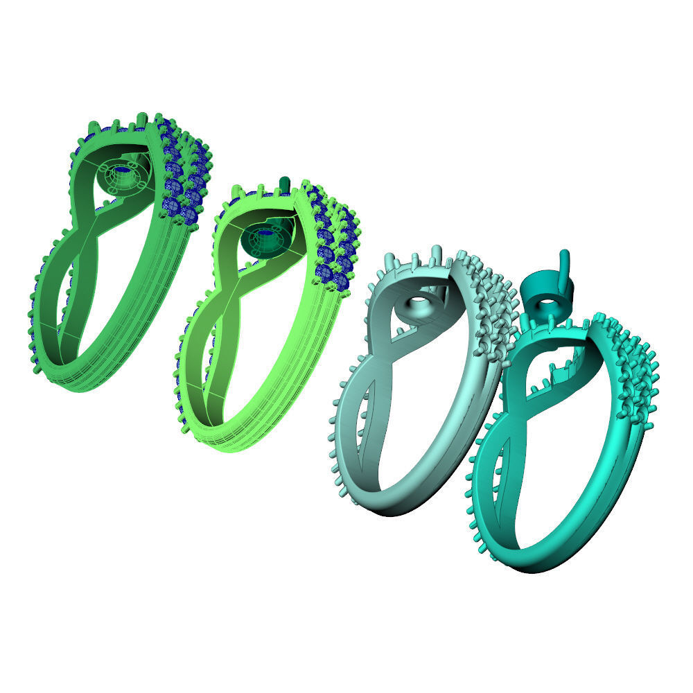 Twisted Knot Ring 30pt Pave 3D print model_16