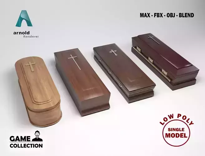Coffins 1 mahogany casket Low-poly 3D model