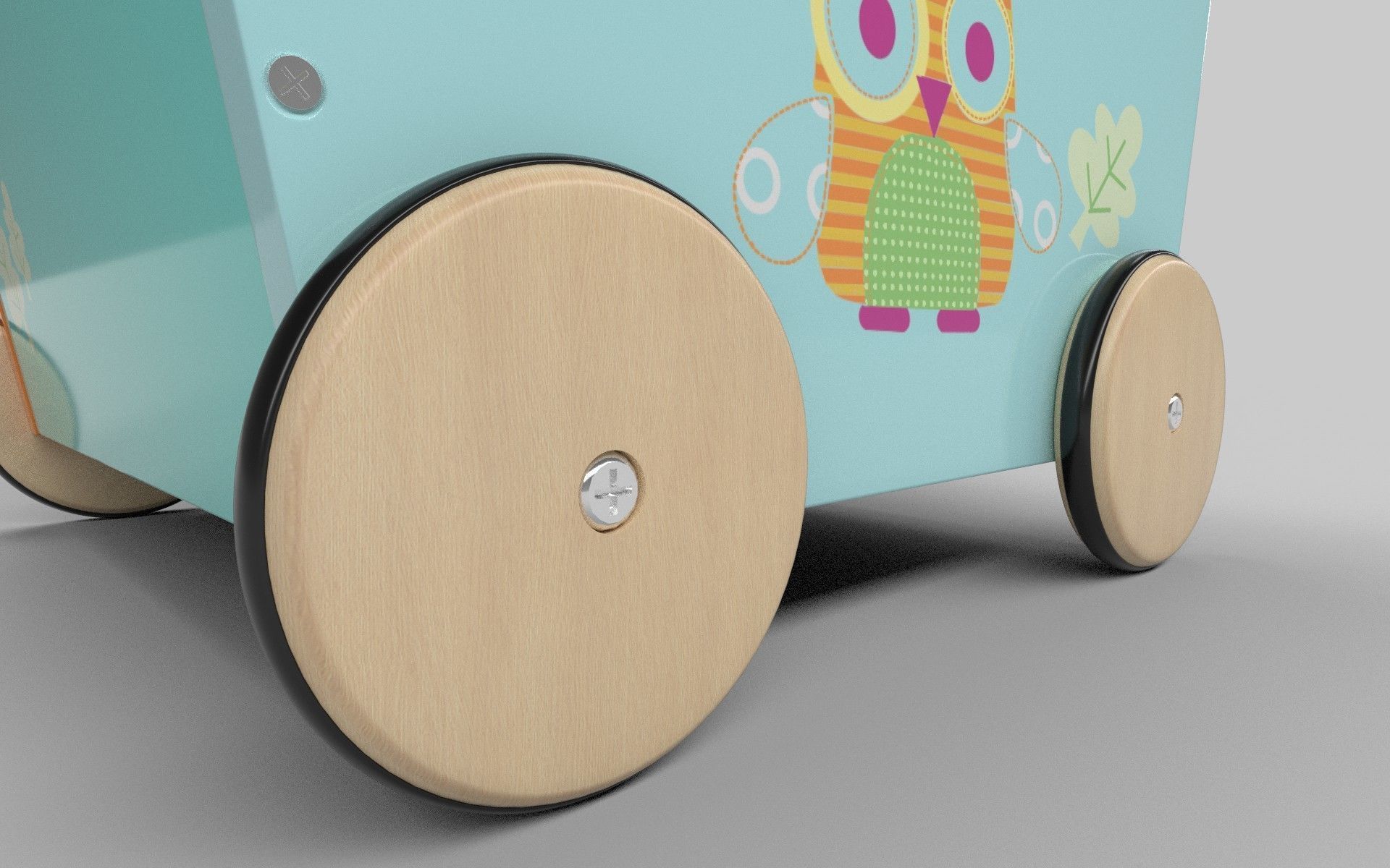 Wooden Trolley Low-poly 3D model_7