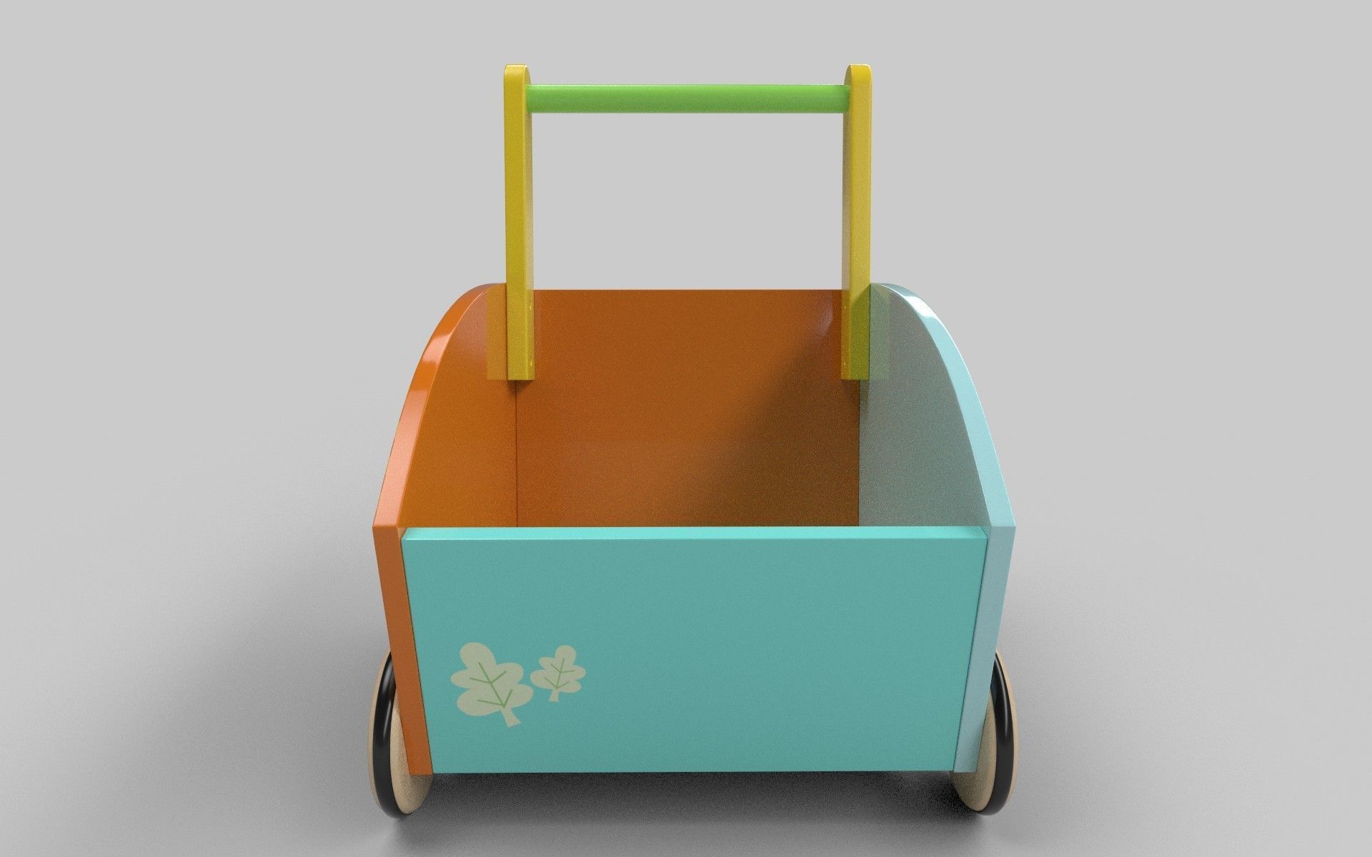 Wooden Trolley Low-poly 3D model_5