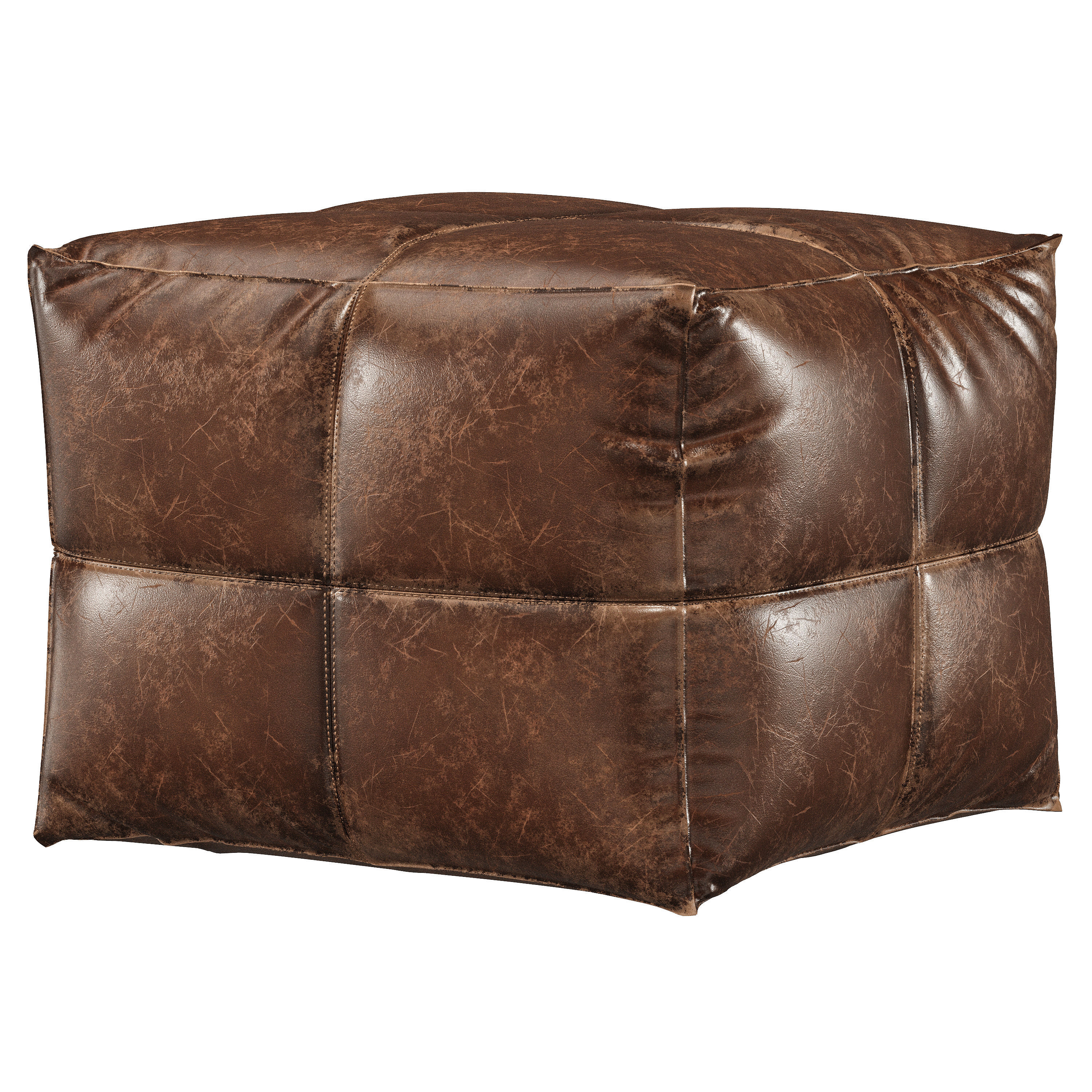 CB2 leather pouf 3D model_8