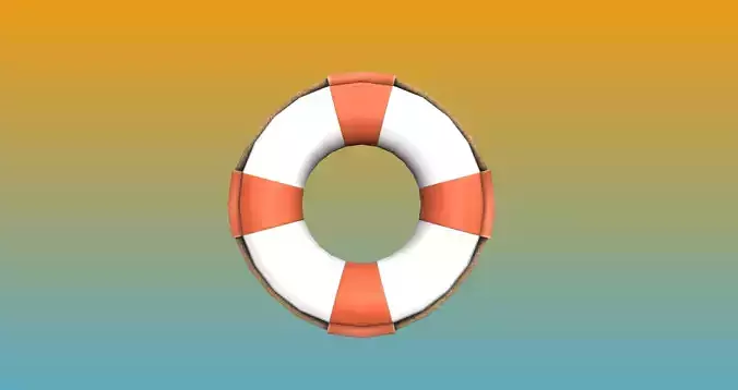 Low-Poly Life ring 3D game asset