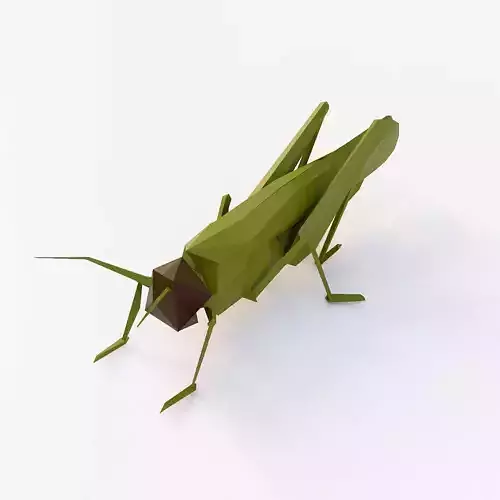 Grasshopper low poly 3d model origami Low-poly 3D model