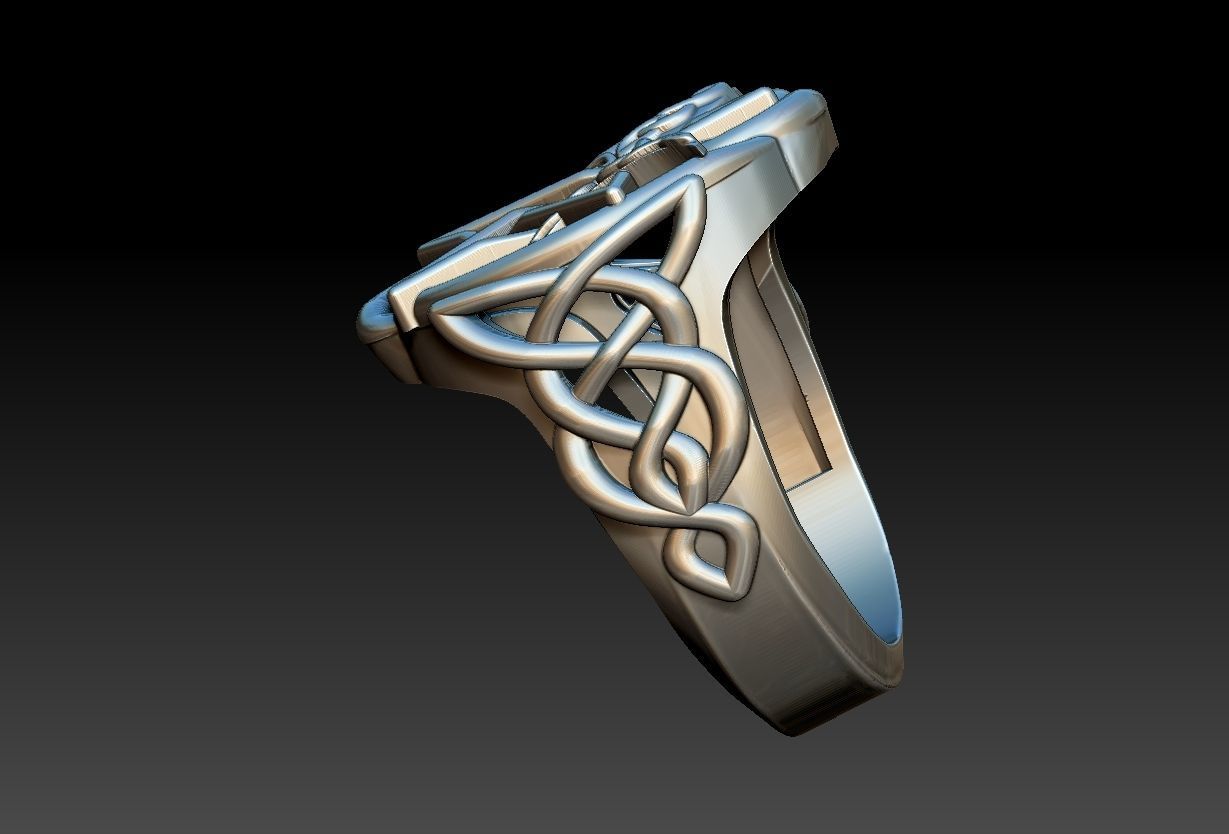 Celtic Moon Ring 3D print model_9