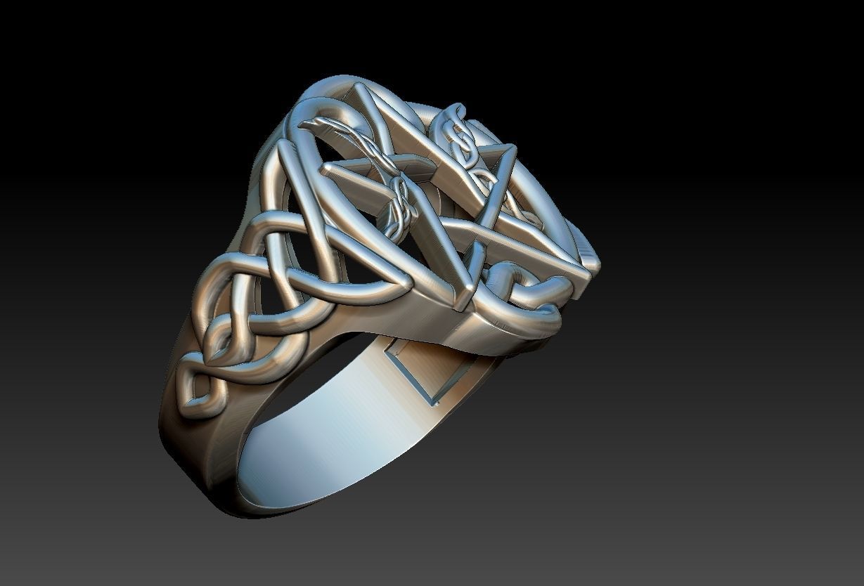 Celtic Moon Ring 3D print model_1