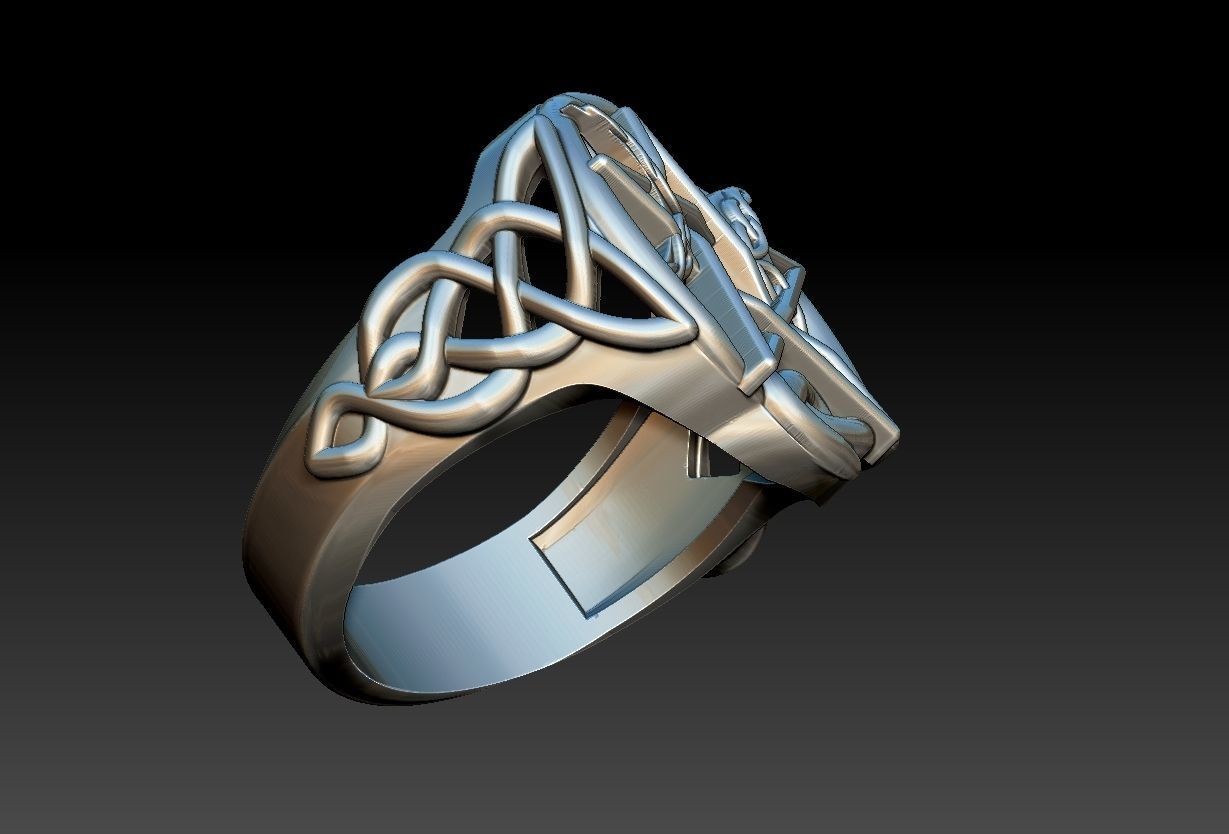 Celtic Moon Ring 3D print model_14