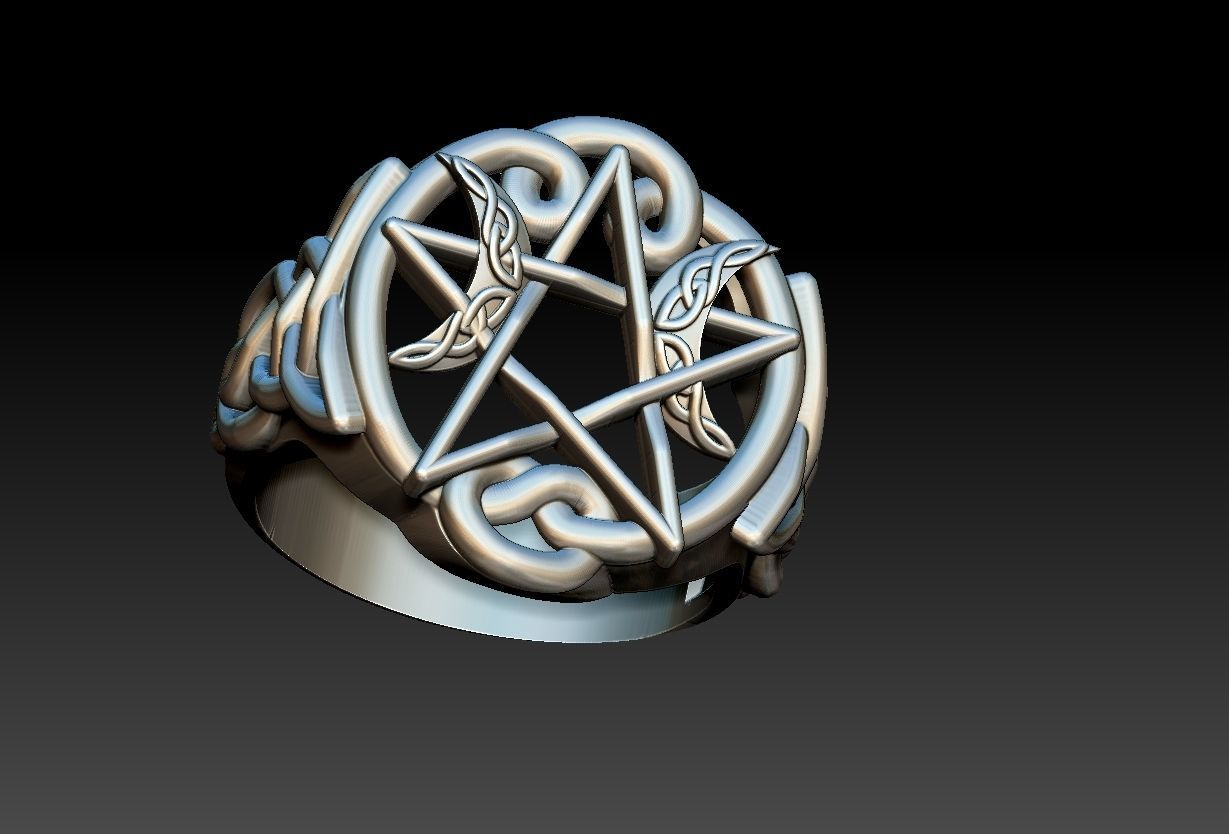 Celtic Moon Ring 3D print model_16
