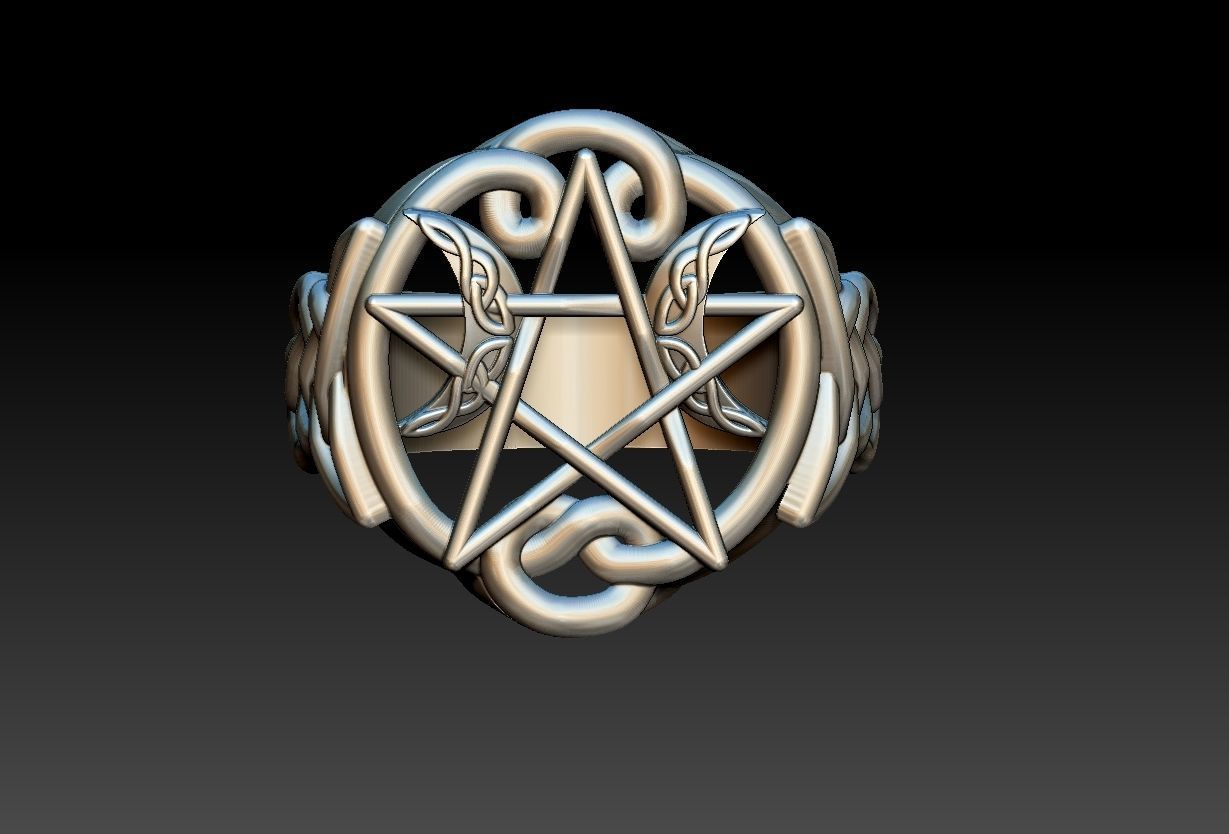 Celtic Moon Ring 3D print model_17