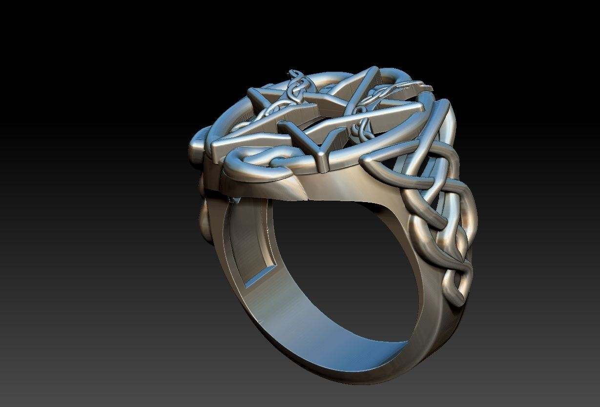 Celtic Moon Ring 3D print model_7