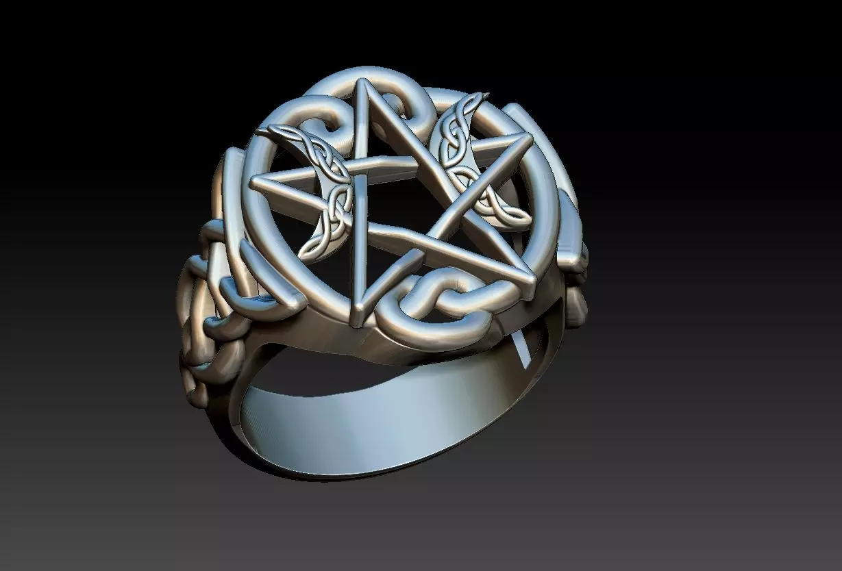 Celtic Moon Ring 3D print model_0