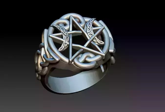 Celtic Moon Ring 3D print model