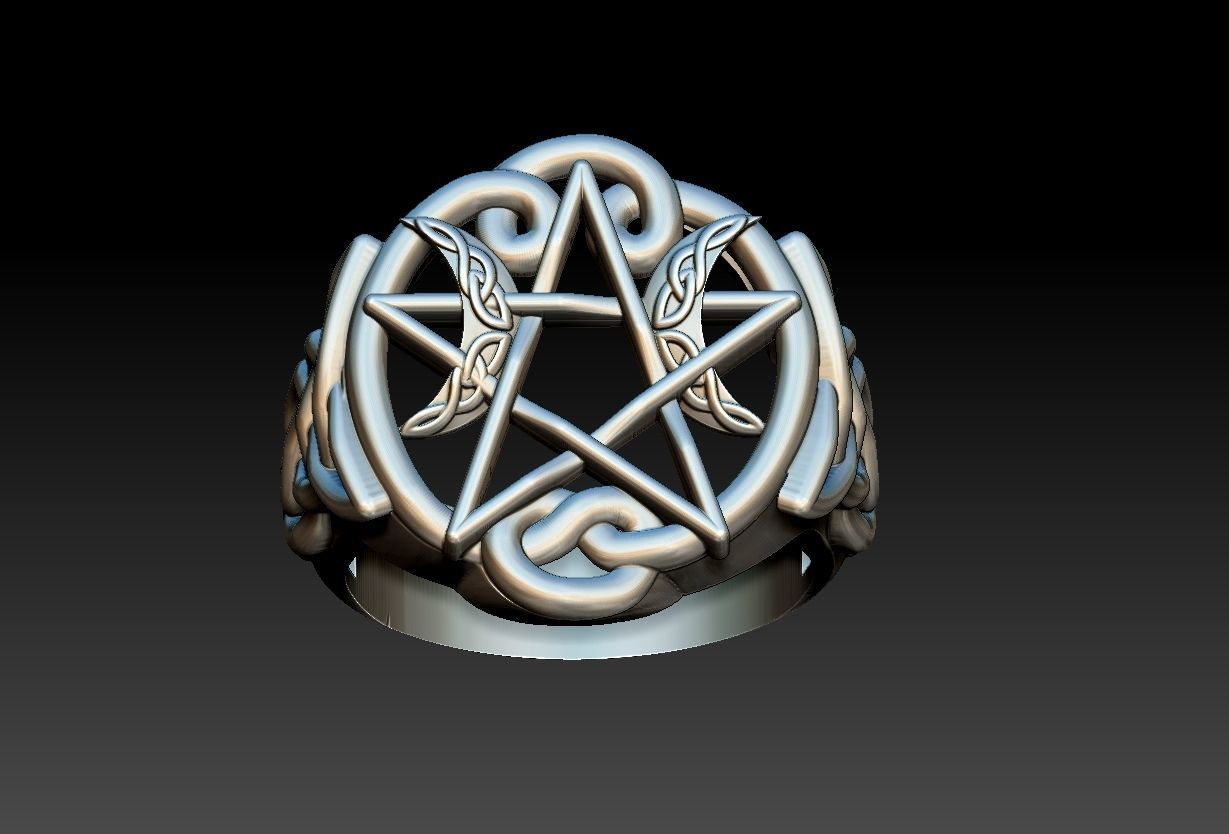Celtic Moon Ring 3D print model_5