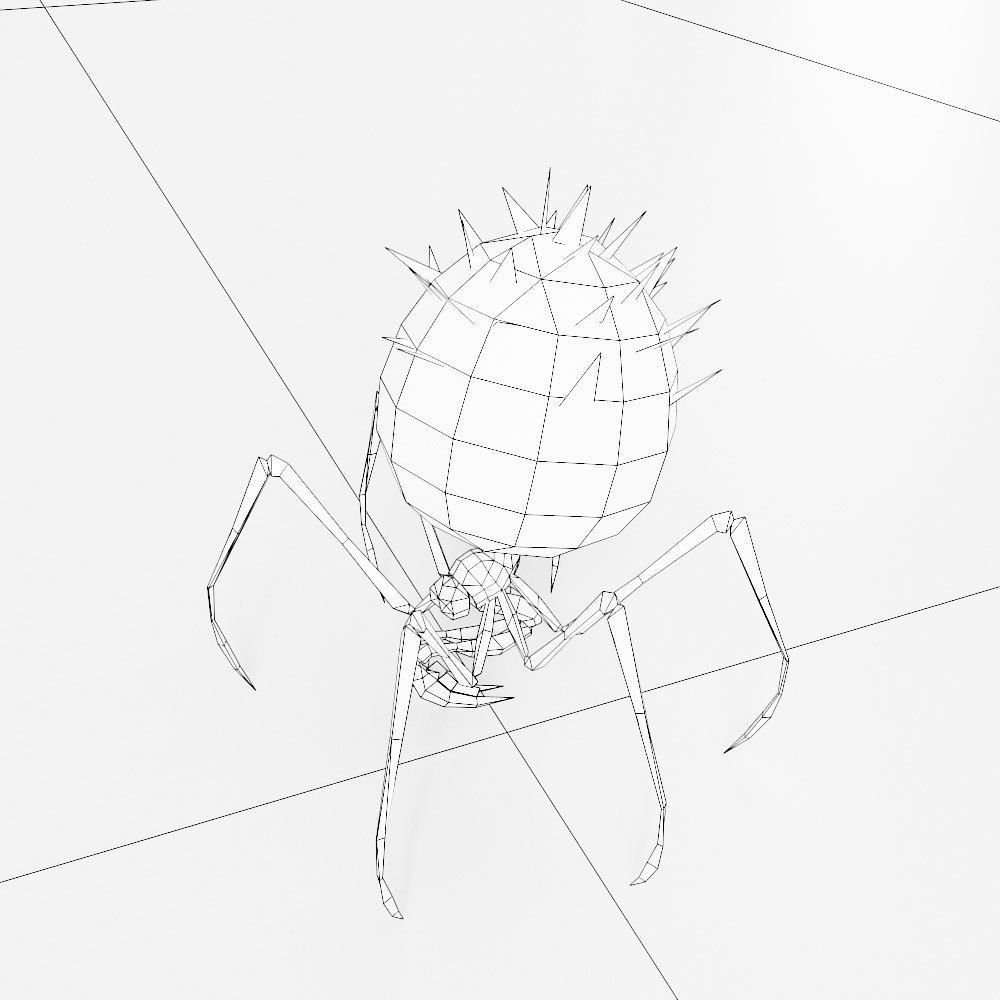 Spider cartoon 3d model Low-poly 3D model_3