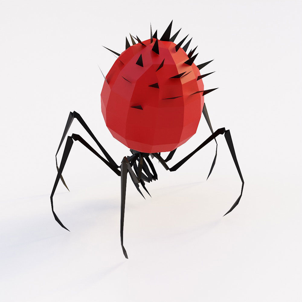 Spider cartoon 3d model Low-poly 3D model_1