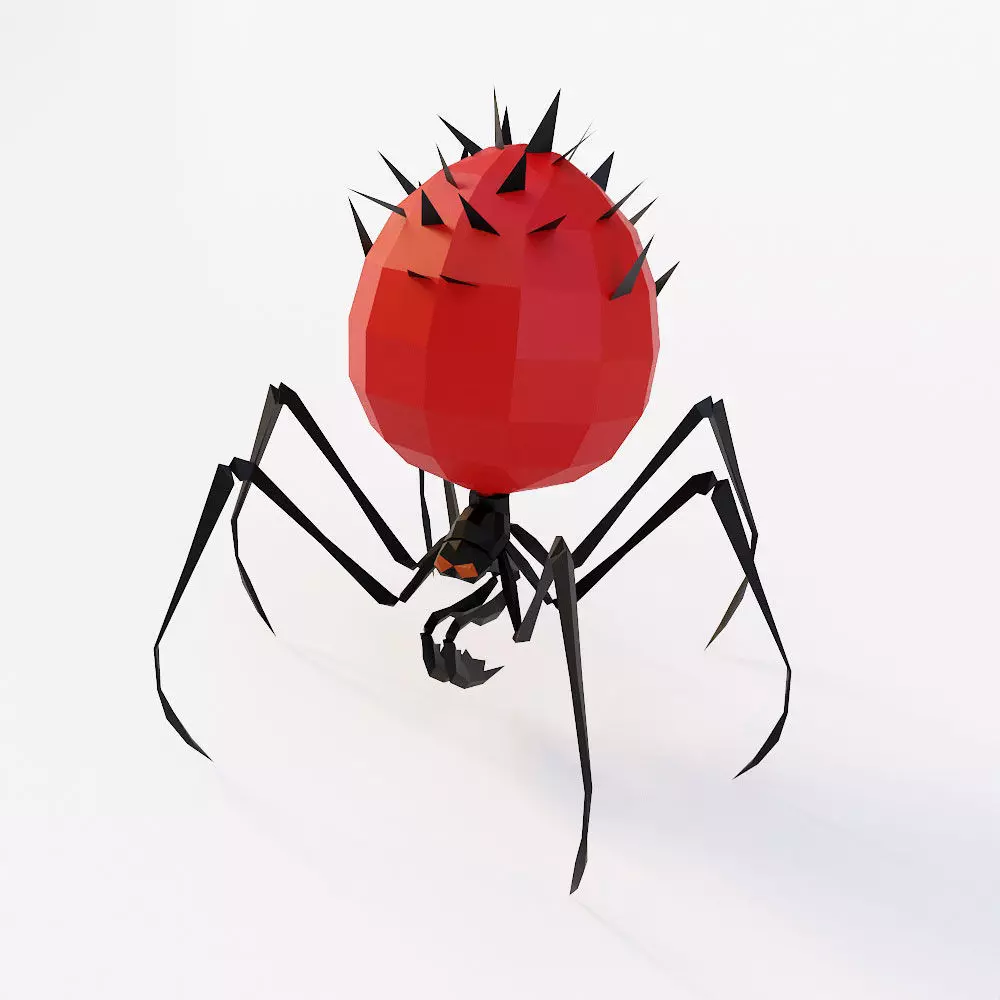 Spider cartoon 3d model Low-poly 3D model_0
