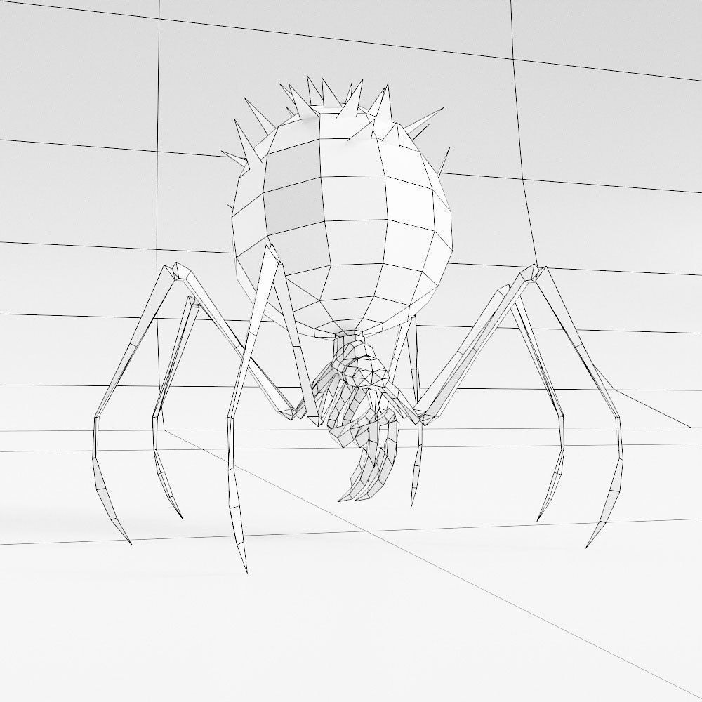 Spider cartoon 3d model Low-poly 3D model_5