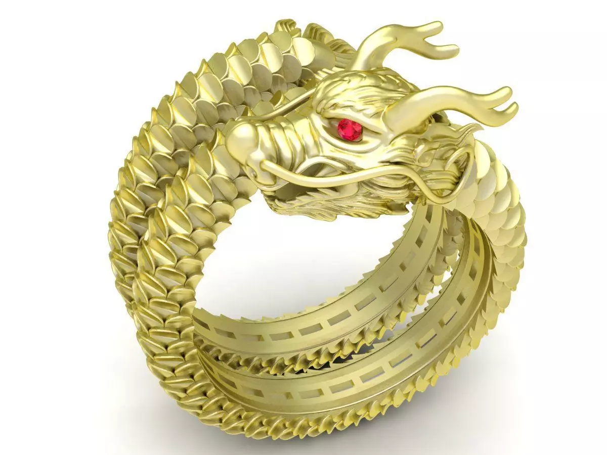 Dragon Wrap Coil Ring for Men 3331 3D print model