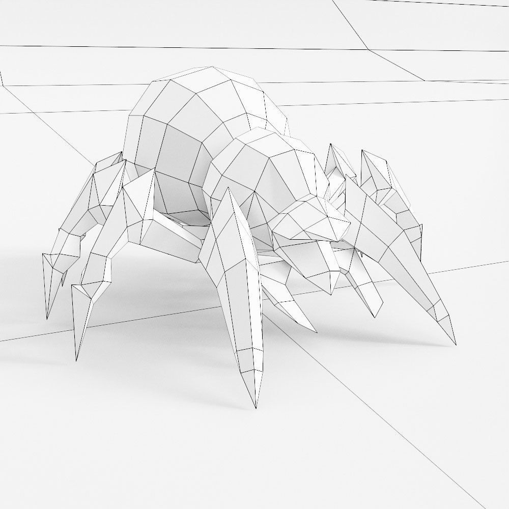 Spider 3d model polygonal with eyes Low-poly 3D model_5