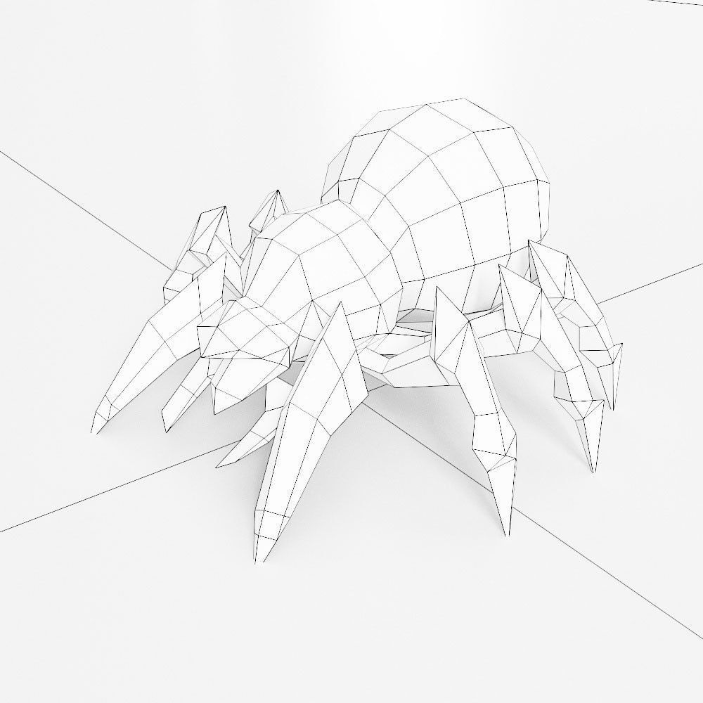 Spider 3d model polygonal with eyes Low-poly 3D model_3
