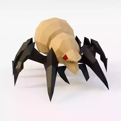 Spider 3d model polygonal with eyes