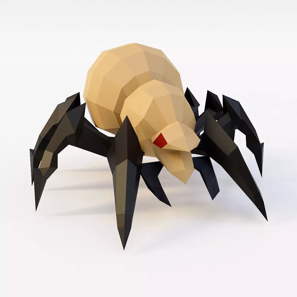 Spider 3d model polygonal with eyes Low-poly 3D model_0