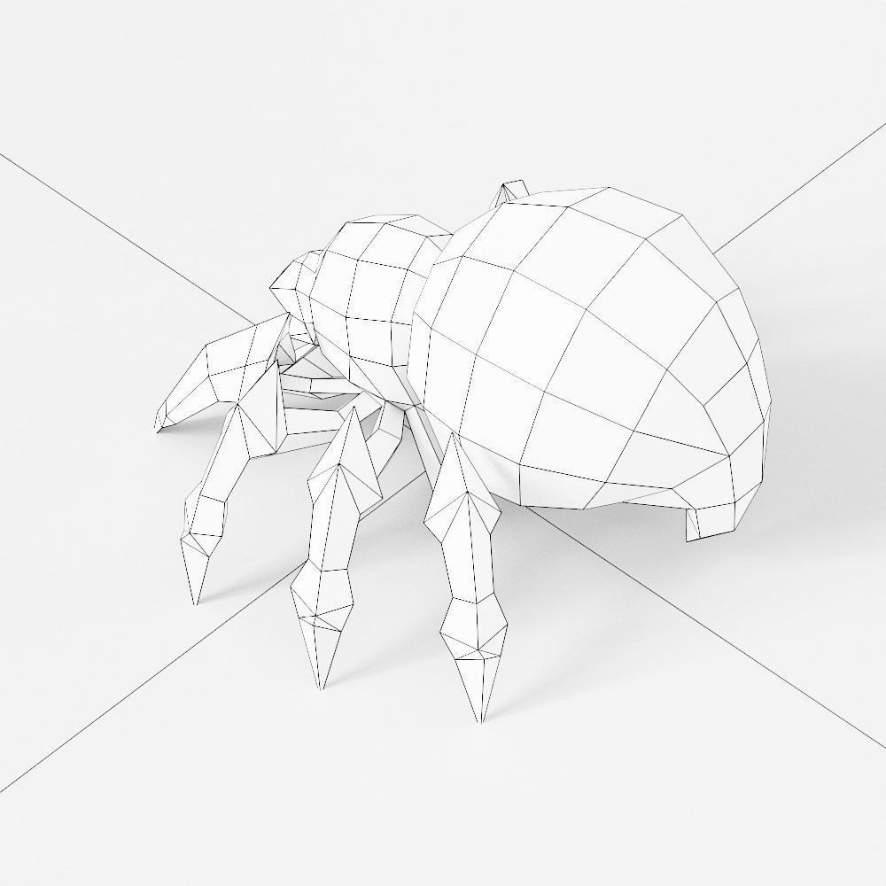 Spider 3d model polygonal with eyes Low-poly 3D model_4