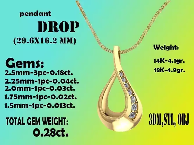 Pendant Drop 028ct 3D print model