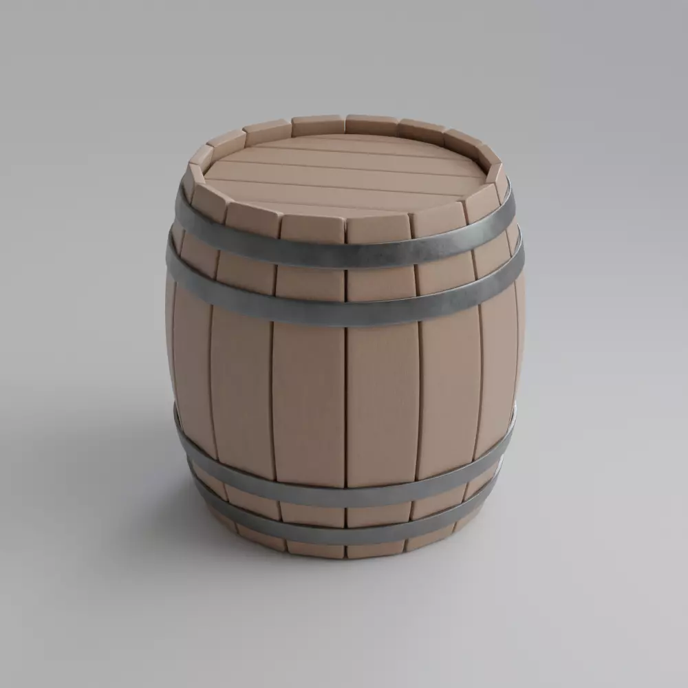 Wood wine barrel blend file Low-poly 3D model