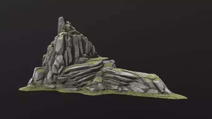 Rock Island mountains 2  Low-poly 3D model