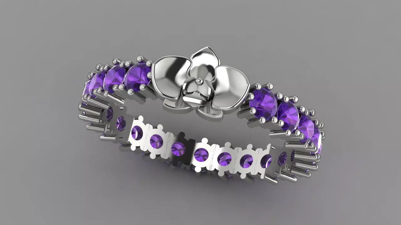 Ring orchid with gems 3D print model