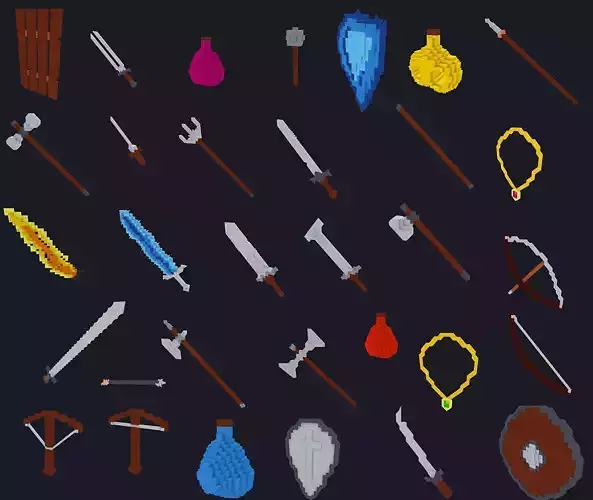 Voxel dungeon pack 33pcs low-poly