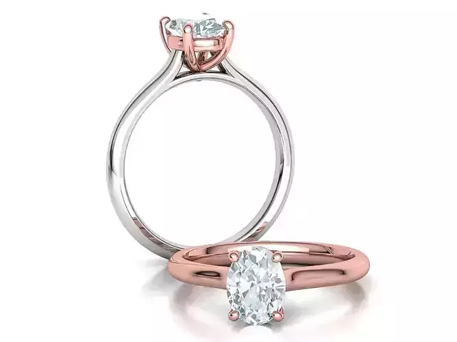 Oval Diamond Engagement Ring Hidden Halo Ring 8x6 Oval stone  3D print model
