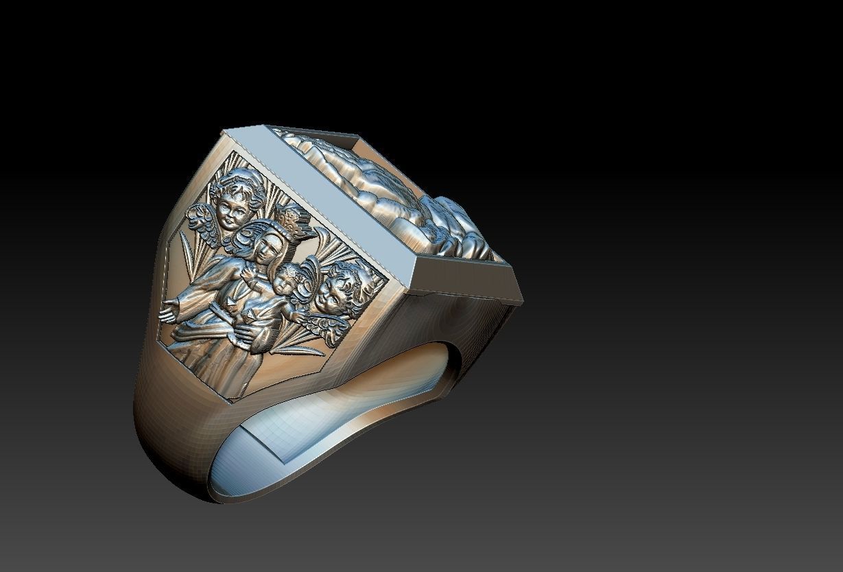 Scapular Prayer Ring - Anel escapulario 3D print model_1