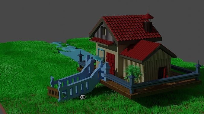 Country House Low-poly 3D model