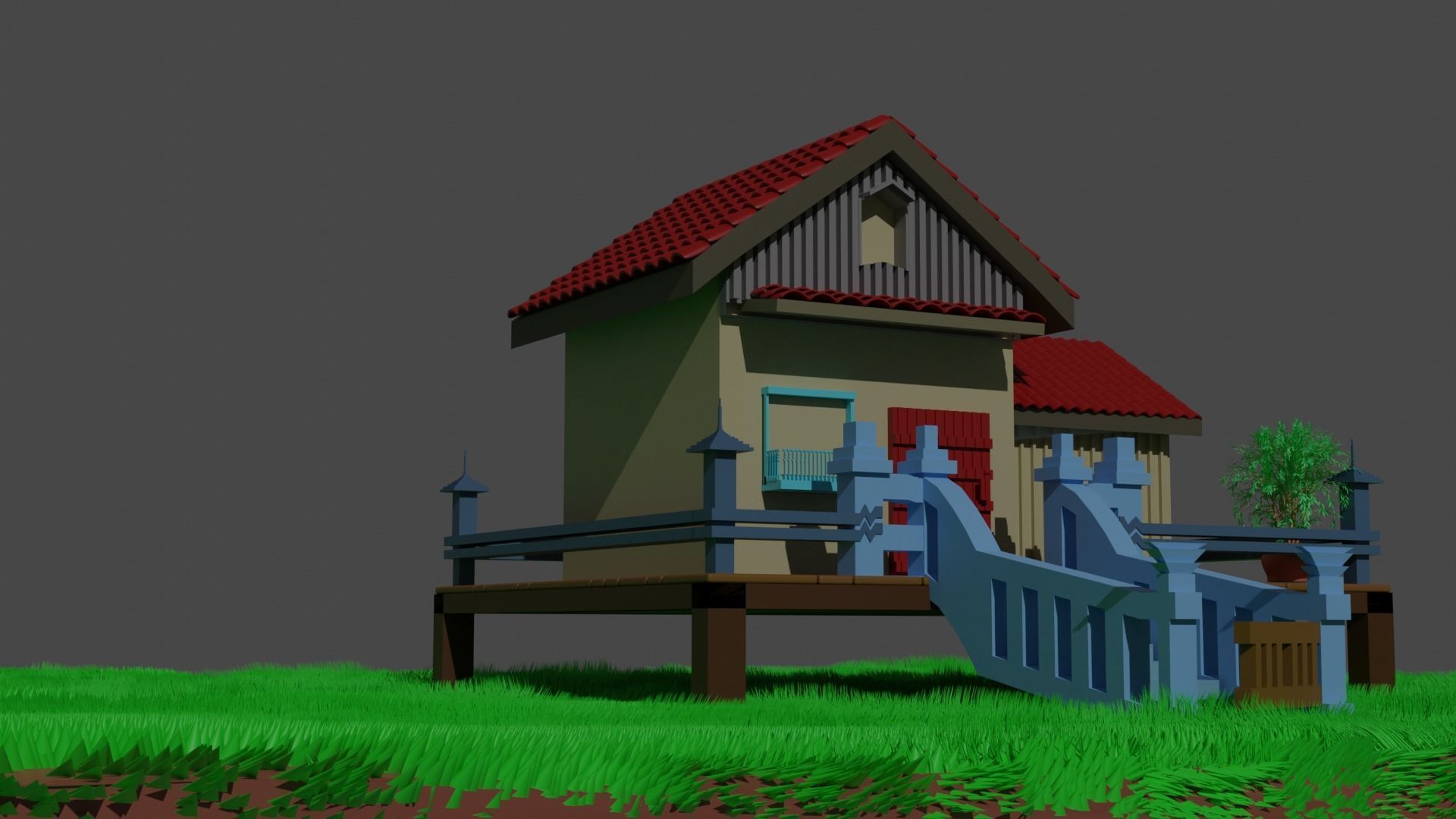 Country House Low-poly 3D model_2