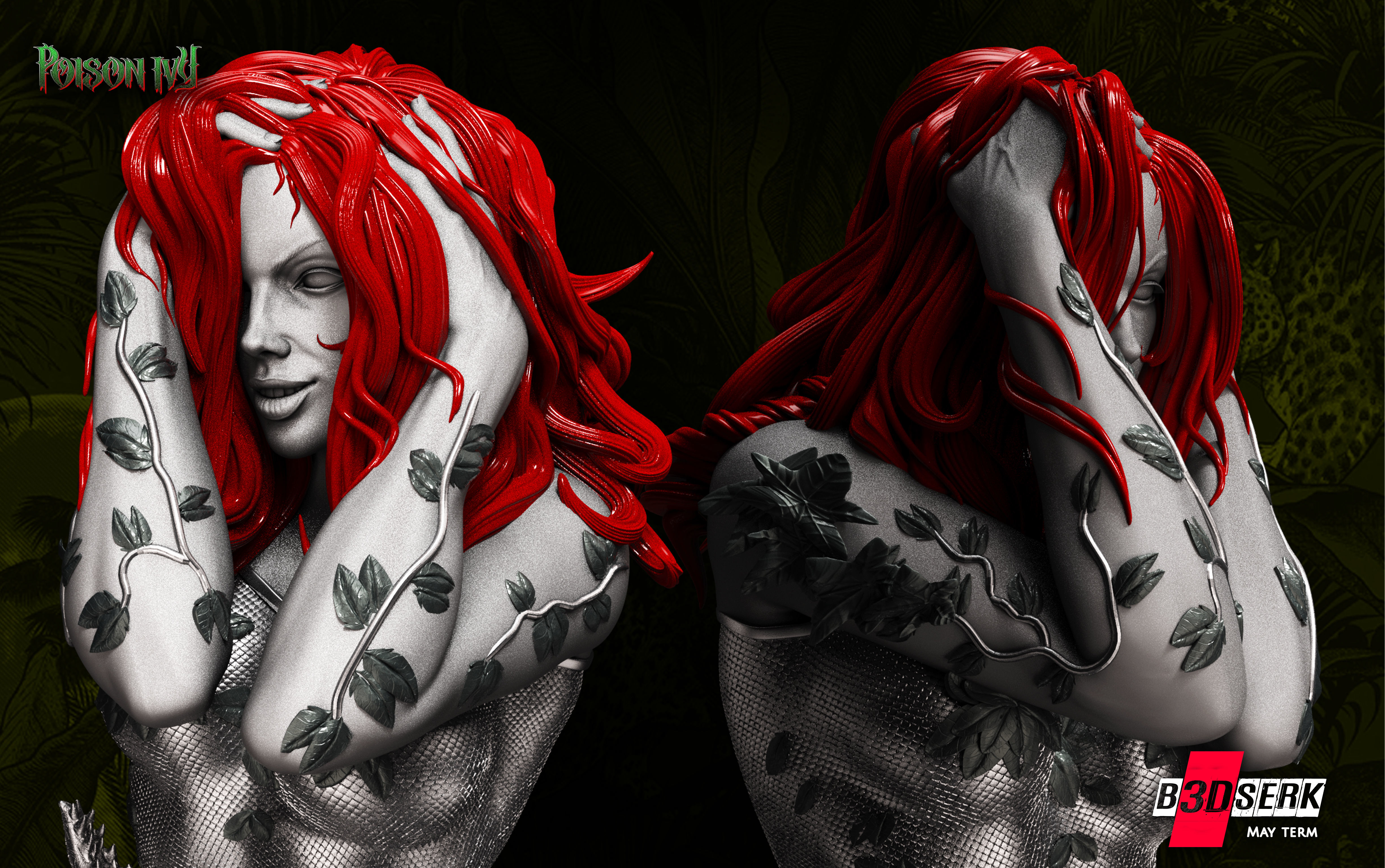 B3DSERK May Term Posion Ivy Bust 3D print model 3D print model_3
