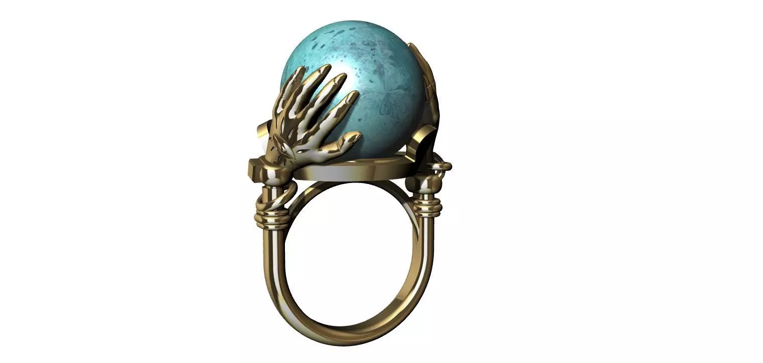 Sphere Hands Ring 3D print model_0