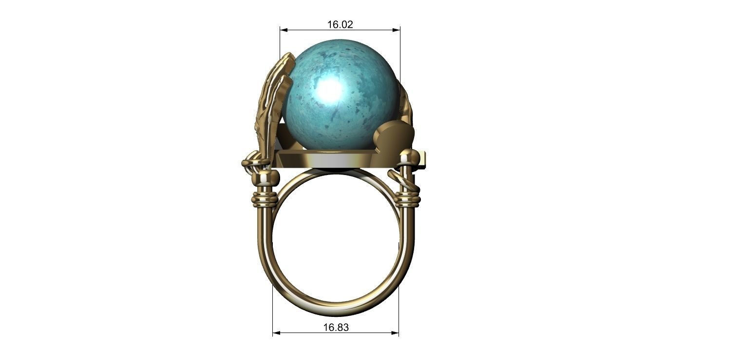 Sphere Hands Ring 3D print model_4