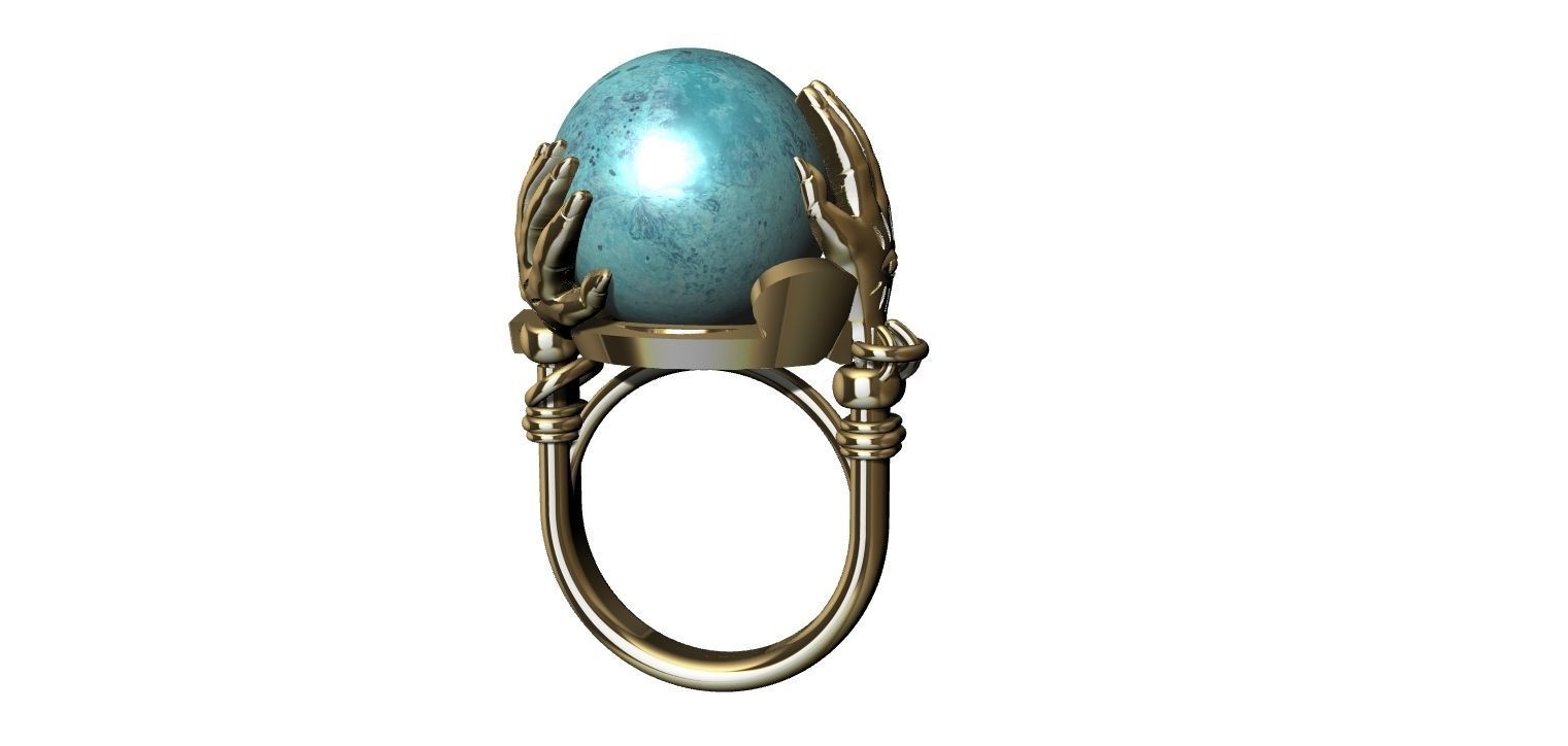 Sphere Hands Ring 3D print model_2