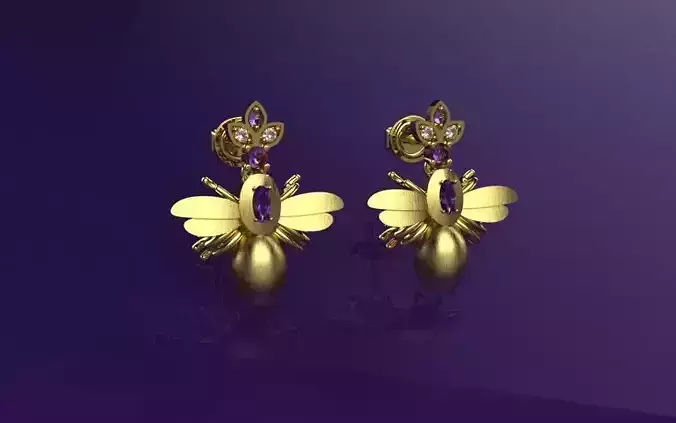Bee Flower Earring - 3D Jewelry - BR-512