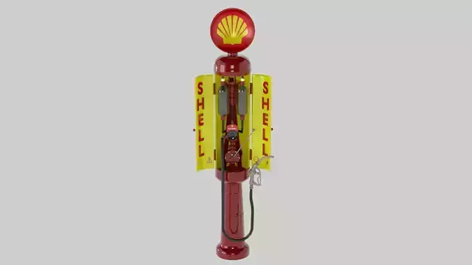 Old Gas And fuel Pump Low-poly  game-ready PBR 3D model 