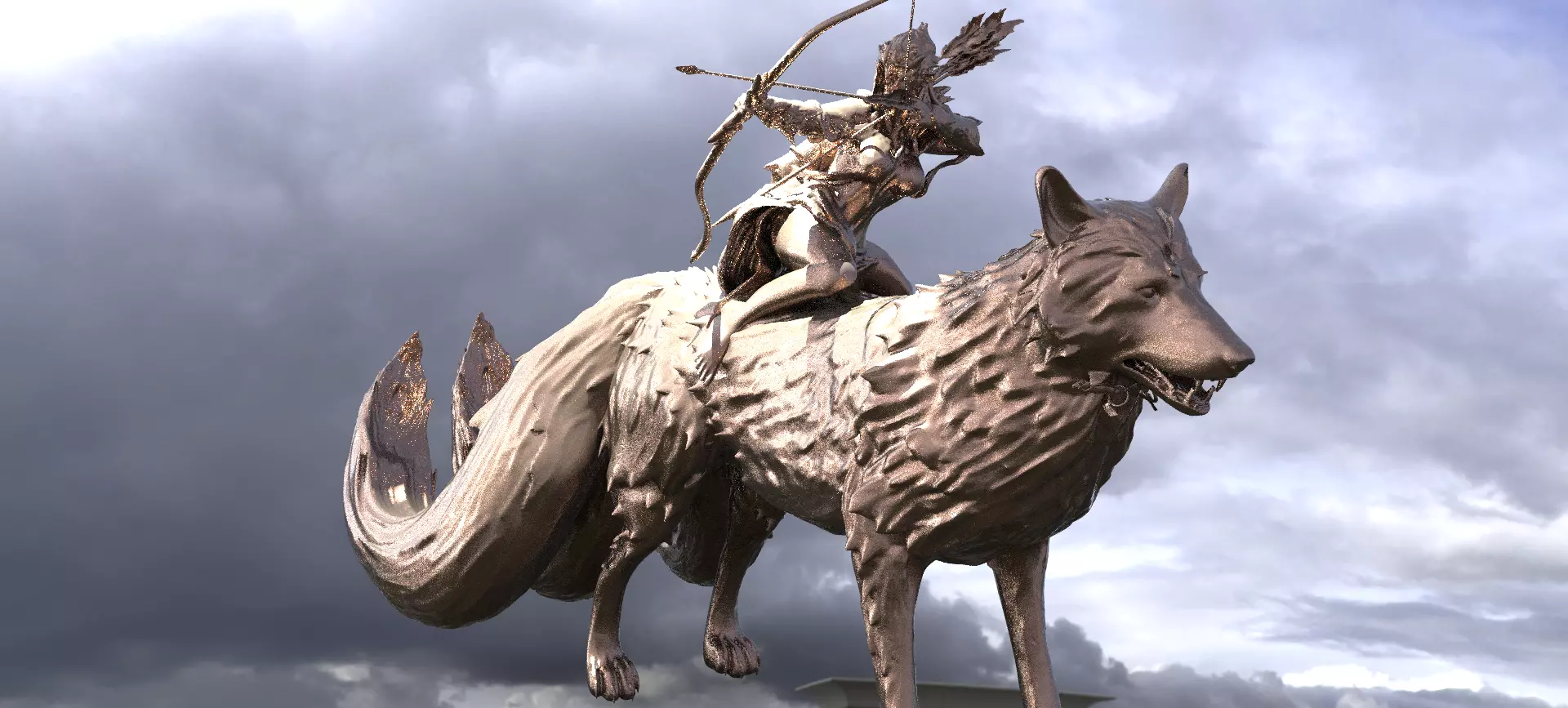 Elven Wolf rider 3D 3D model_0