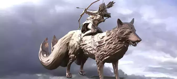 Elven Wolf rider 3D 3D model