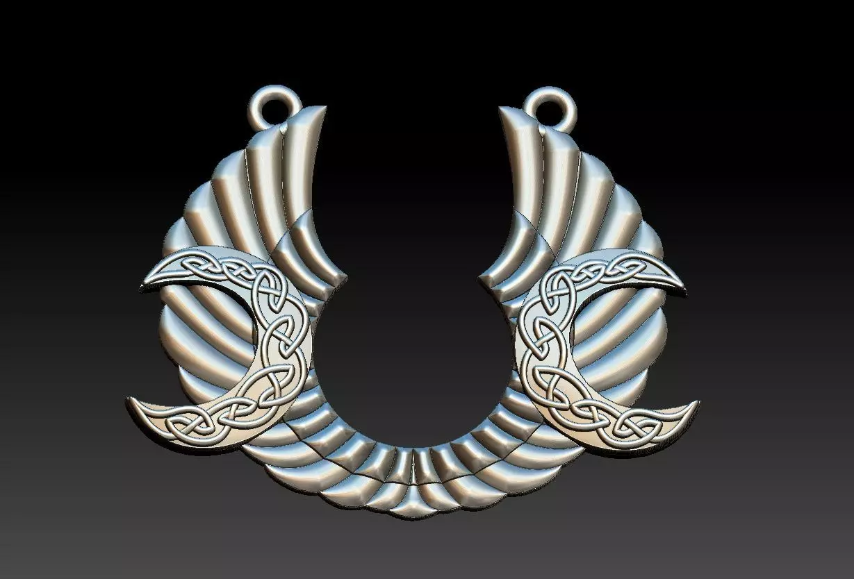 Wing and Moon Pendant 3D print model